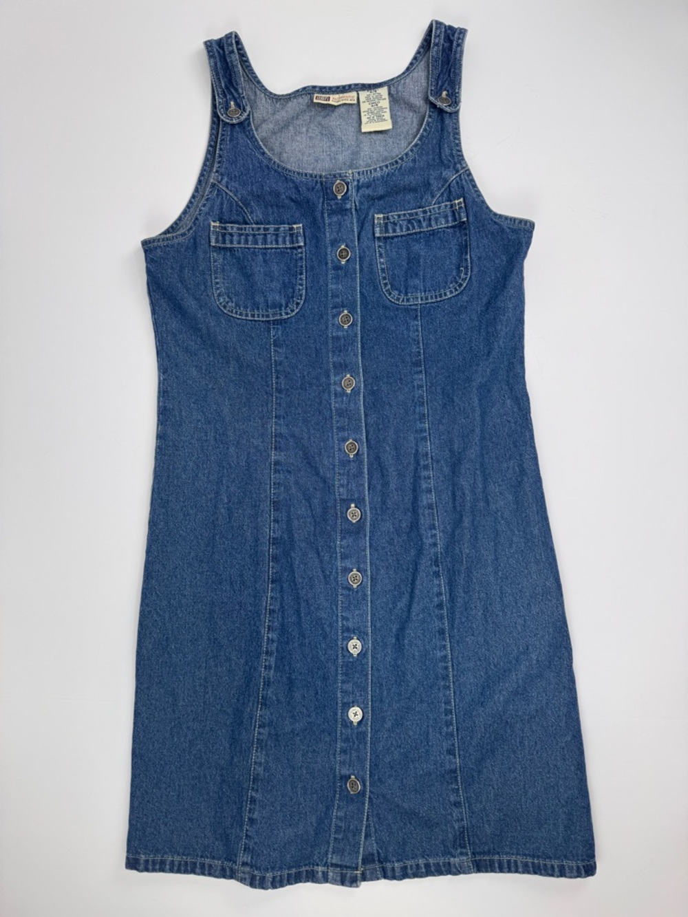 Vintage Faded Glory Button-Front Denim Dress
